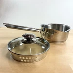 Wear-ever 1QT Double Spout Stainless Saucepan Frying Pot Straining Wearever Lid. Fixed Price $34.32.