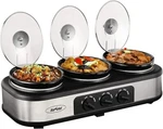 Sunvivi Slow Cooker, Triple Buffet Server 3-SECTION, Stainless Steel. Fixed Price $74.99.