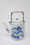 Vtg Japan Nightingale Song Porcelain Floral Pattern White Blue Tea Pot Kettle. Fixed Price $34.95.