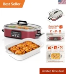 Red Ceramic Casserole Slow Cooker - 4 Quart, Oven & Dishwasher Safe. Fixed Price $138.56.