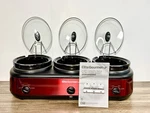 Elite Gourmet EWMST-325R 7.5QT Trio Triple Slow Cooker Buffet Crock Pot Red. Fixed Price $49.99.