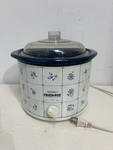 Vintage Rival Crock Pot 3120 Blue Floral Pattern 2.5 Qt Stoneware Slow Cooker. Fixed Price $21.99.