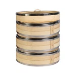 3-TIER Kitchen Bamboo Steamer With Stainless Steel Rings For Asian Cooking .... Fixed Price $69.38.