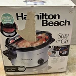 Hamilton Beach Stay Or Go 5-QUART Slow Cooker Clip-tight Sealed Lid Model 33269. Fixed Price $55.00.