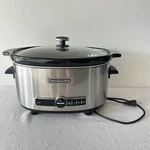 Kitchenaid 6-QT Slow Cooker Crockpot With Glass Lid Stainless Steel Tested Works. Fixed Price $114.99.