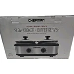 Chefman Slow Cooker - Buffet Server 2.5QT Double Round Crock. Brand New. Fixed Price $24.99.