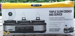 Bella 1.5-QUART Stainless Steel Black Rectangle 3 Vessel Slow Cookers- Works!. Fixed Price $65.00.