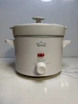 Rival Crock-pot Slow Cooker White Ceramic Glossy Keep Warm 3-SETTINGS Lid. Fixed Price $20.99.