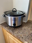 Crock-pot 4.5 Qt Slow Cooker 3- Setting Silver Round Glass Lid New Unopened. Fixed Price $22.99.