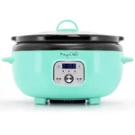 Megachef Digital Slow Cooker 6.8QT Oval Turquoise Ceramic Pot Dishwasher Safe. Fixed Price $70.83.