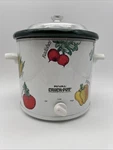 Vintage Rival Crock-pot 3.5 Qt Cooker 3150 Vegetable Print Glass Lid Works. Fixed Price $20.00.