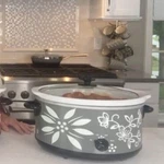 Temp-tations K50464: Adjustable Slow Cooker Qt. Gray W/ White Flowers. Fixed Price $40.09.