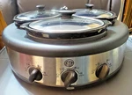 Ge 3-CROCK Round Slow Cooker Model 103734. Fixed Price $49.00.