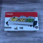 Chefstyle Stainless Steel Triple Buffet Server 3 Compartment 2.5 Qt. Fixed Price $49.97.