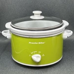 Vintage Proctor Silex Oval Slow Cooker Green Small Crock Pot Model 33113Y 1.5 Qt. Fixed Price $30.00.