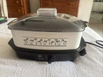 West Bend 4QT Slow Cooker Non-stick Base Gray Floral Designs Clear Lid. Fixed Price $36.00.