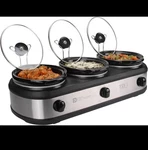 Tru Triple Buffet Server, Three 2-1/2-QUART 3 X 2.5 Quart, Black And Silver. Fixed Price $64.00.