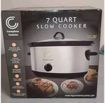 Complete Cuisine 7 Quart Slow Cooker Stainless Steel & Ceramic. Serves People. Fixed Price $28.00.