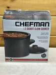 Black Chefman Slow Cooker Compact Personal 1.5 Quart, Open Box - Never Used. Fixed Price $19.99.