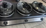 Frigidaire ESC3105SS 2.5-QUART Three Pot Slow Cooker Stainless Steel And Black. Fixed Price $65.78.