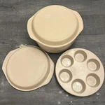 Vtg Anchor Hocking Microware Dutch Oven PM480-TI 5QT Muffin Pan Cooker Lid. Fixed Price $18.35.