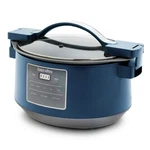 Greenpan 8 Quart Family Size Locking Lid Slow Cooker, Oxford Blue. Fixed Price $65.99.