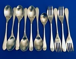 Knork Satin Matte 4 Dinner Forks 1 Teaspoon 6 Oval Spoons Stainless Mint. Fixed Price $29.00.
