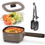 Cullinsss 2L Hot Pot Electric With Steamer, Portable Brown. Fixed Price $61.35.