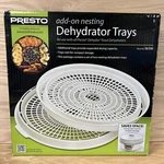 21808 Presto Add-on Pk Nesting Dehydrator Trays, New Box!. Fixed Price $18.00.