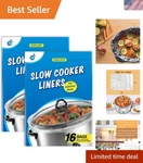 Convenient 32 Count Slow Cooker Liners, 11X16 Inch - Safe For High Heat Cooking. Fixed Price $19.99.