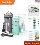 Healthy Meal Prep Made Easy: Stackable Lunch Box With Insulation & Extra Seals. Fixed Price $57.99.