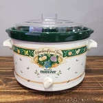 Vintage Rival Crock Pot Slow Cooker Green Garden Of Good Things Qt Model 3355. Fixed Price $49.99.