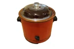 Vtg Crock Pot Rival Slow Cooker 31002L Orange Food Pattern Glass Lid. Fixed Price $24.99.