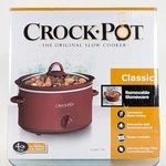 Crockpot 4-QUART Classic Oval Manual Red Slow Cooker With Stoneware SCV401-TR. Fixed Price $69.97.