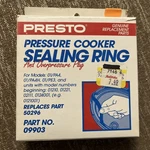 Presto Pressure Cooker Sealing Gasket 09903 New Old Stock. Fixed Price $15.00.