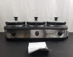 New Frigidaire 3-2.5QT Pot Slow Cooker Buffet Server Food Warmer Stainless -dent. Fixed Price $39.95.