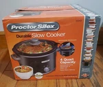 Proctor Silex / Quart Durable Slow Cooker Black 33043 New Open Box. Fixed Price $25.00.