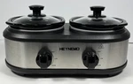 Heynemo Double Slow Cooker Buffet Server & Warmer Dual 2-POT Tested Working Euc. Fixed Price $29.95.