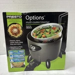 Presto Options Electric Multi-cooker Steamer/deep Fryer/stews Qt #06003. Fixed Price $44.49.