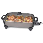 Presto 06860 16" Ceramic Electric Skillet With Glass Cover, Silver. Fixed Price $43.00.