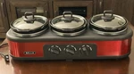 Bella Sensio YDE-1121 Triple Slow Cooker Red Keep Warm Multiple Settings Used. Fixed Price $29.99.
