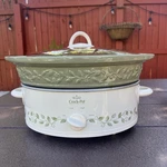 Rival Slow Cooker Qt Crock Pot Vines Decorative Stoneware SCE500 Cottage-core. Fixed Price $70.00.