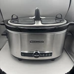 Kitchenaid Architect 6-QUART Slow Cooker W/ Easy Serve Lid KSC6222SS. Fixed Price $75.00.