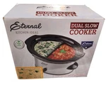 Eternal Kitchen Ideas Dual Slow Cooker 16 Oz Capacity On Each Side. Fixed Price $34.99.