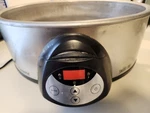 Crock Pot Slow Cooker Stainless Steel, Without Stoneware But Glass Lid. Fixed Price $30.74.