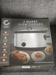 Complete Cuisine 7 Quart Slow Cooker Stainless Steel & Ceramic. Serves People. Fixed Price $40.00.