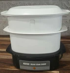 Waring Deluxe Cooker Model 11CS31 SC61A White 2-TIER Steamer Tested. Fixed Price $38.95.