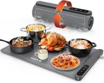 Electric Food Warming Mat, Roll Up Tray, 6 Temp Levels, Timer, Usa. Fixed Price $63.90.