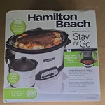 Hamilton Beach Stay Or Go 33477FG Qt Programmable Slow Cooker, Party Dipper. Fixed Price $81.00.