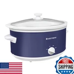 West Bend Slow Cooker Qt. Capacity In Navy White SCWB6QPTNW13. Fixed Price $71.98.